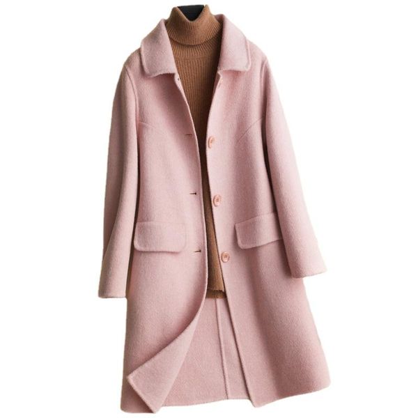 women's wool & blends 2021 autumn 100% genuine coats female double-faced woolen coat spring long clothes korean clothing manteau femme, Black
women's wool & blends 2021 autumn 100% genuine coats female double-faced woolen coat spring long clothes korean clothing manteau femme, Black
