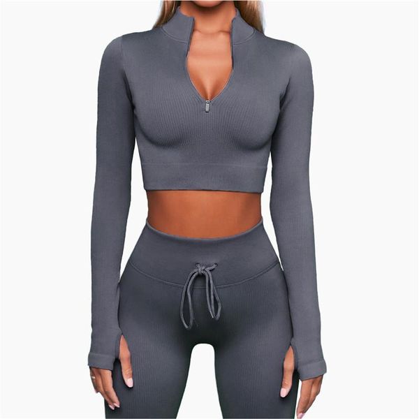 yoga outfit women set high waisted pants sports long sleeve fitness half zipper shirts seamless wear suit
yoga outfit women set high waisted pants sports long sleeve fitness half zipper shirts seamless wear suit