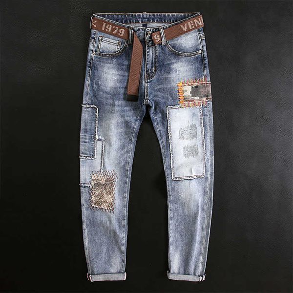 ly street fashion men jeans retro light blue elastic slim ripped embroidery patches designer hip hop denim pants
ly street fashion men jeans retro light blue elastic slim ripped embroidery patches designer hip hop denim pants