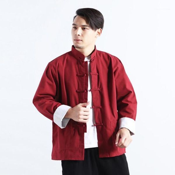 men's down & parkas stand collar chinese style improved plate button cotton linen shirt coat, Black
men's down & parkas stand collar chinese style improved plate button cotton linen shirt coat, Black