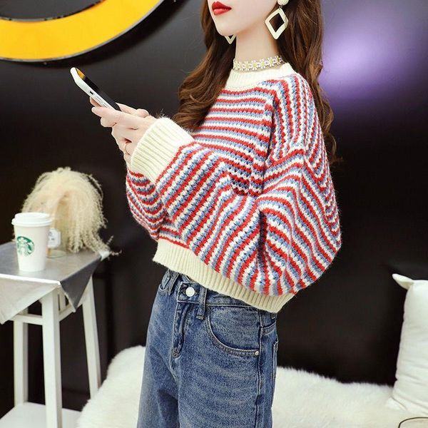 women's sweaters women 2021 autumn winter fashion striped pullover female casual loose sweet warm long sleeve knit jumpers s894, White;black
women's sweaters women 2021 autumn winter fashion striped pullover female casual loose sweet warm long sleeve knit jumpers s894, White;black