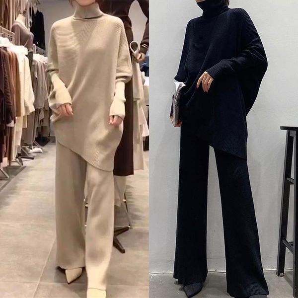 women's two piece pants time-limited full 2-piece suit wide-leg two-piece 2021 autumn and winter loose turtleneck sweater knitted, White
women's two piece pants time-limited full 2-piece suit wide-leg two-piece 2021 autumn and winter loose turtleneck sweater knitted, White