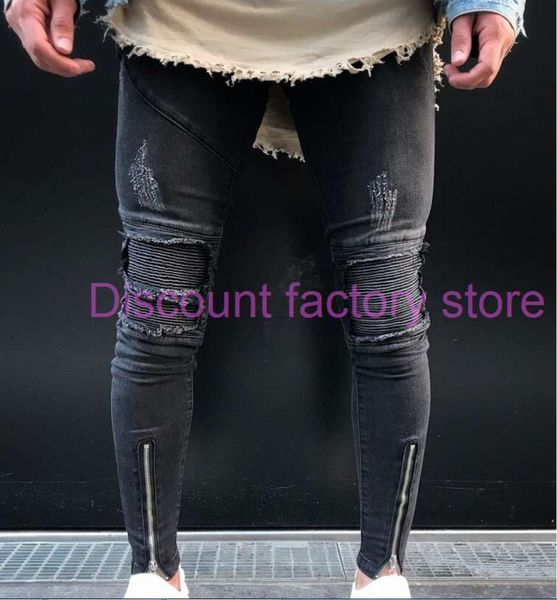 2019 men's biker ripped skinny jeans fashion designer knee creases stitch hole punk slim fit denim pants casual washed zipper trousers, Blue
2019 men's biker ripped skinny jeans fashion designer knee creases stitch hole punk slim fit denim pants casual washed zipper trousers, Blue