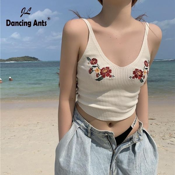 women's tanks & camis for women knitted floral embroidery vest tank woman camisole sweet crop elegant french chic clothes, White
women's tanks & camis for women knitted floral embroidery vest tank woman camisole sweet crop elegant french chic clothes, White