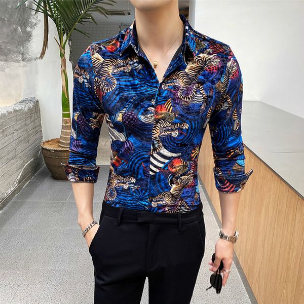 luxo velvet men's shirts keep skinny fit casual shirt sleeve long animal print streetwear party blouse for hombre 9272, White;black
luxo velvet men's shirts keep skinny fit casual shirt sleeve long animal print streetwear party blouse for hombre 9272, White;black