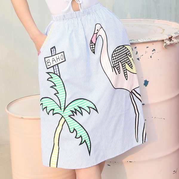 summer vintage flamingo printed skirt fresh hoop type elastic waistline mid-waistline nwuj, Black
summer vintage flamingo printed skirt fresh hoop type elastic waistline mid-waistline nwuj, Black