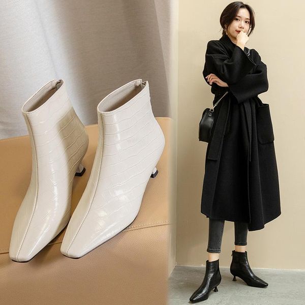 boots genuine leather stretch fashion ankle stone pattern zip women concise square toe thin heels shoes, Black
boots genuine leather stretch fashion ankle stone pattern zip women concise square toe thin heels shoes, Black
