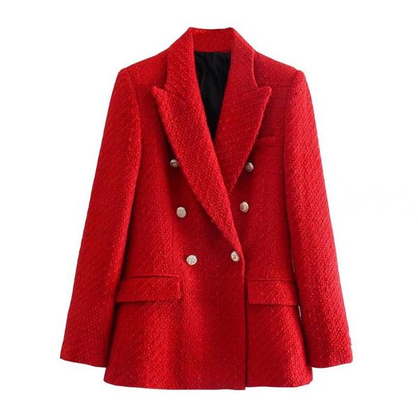 women's suits & blazers fashion simple tweed notched england style fitted female casual pockets double-breasted retro coats, White;black
women's suits & blazers fashion simple tweed notched england style fitted female casual pockets double-breasted retro coats, White;black