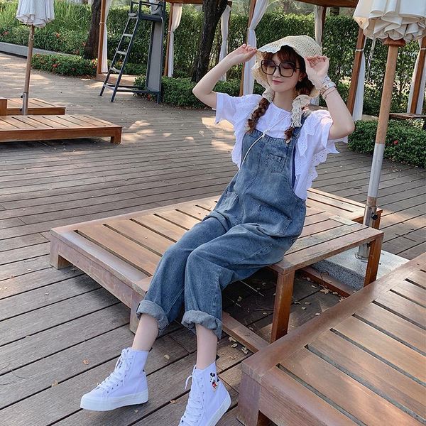 women's jeans denim bib women 2021 spring high waist age reduction loose straight nine-point tooling casual pants mom, Blue
women's jeans denim bib women 2021 spring high waist age reduction loose straight nine-point tooling casual pants mom, Blue
