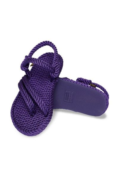 sandals cancun rubber-soled women 's rope sandals-purple, Black