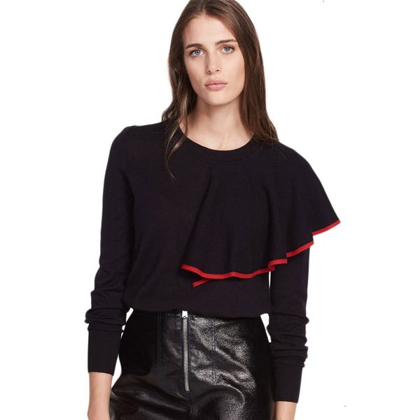 solid black fashion sweaters women o neck long sleeve ruffles patchwork female casual pullovers elegant lady, White;black
solid black fashion sweaters women o neck long sleeve ruffles patchwork female casual pullovers elegant lady, White;black