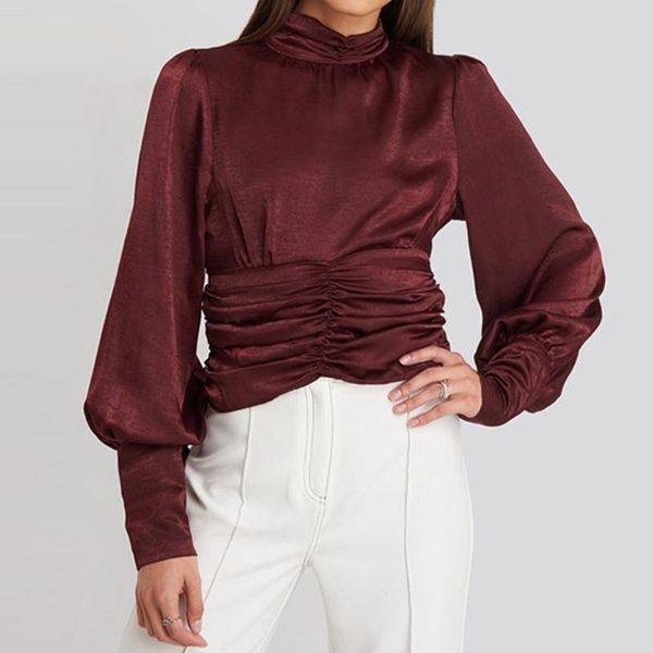 vintage satin women blouse turtle neck pleated luxury blouse shirt solid lantern sleeve fashion elegant party #p1, White
vintage satin women blouse turtle neck pleated luxury blouse shirt solid lantern sleeve fashion elegant party #p1, White