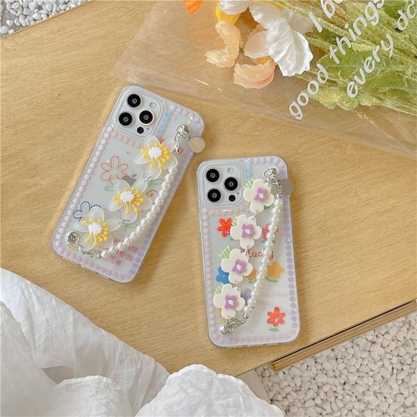 cell phone pouches ins solid flower pearl chain case for 11 12 pro max xr xs 8 plus se2 proof bracelet back cover cell phone pouches ins solid flower pearl chain case for 11 12 pro max xr xs 8 plus se2 proof bracelet back cover