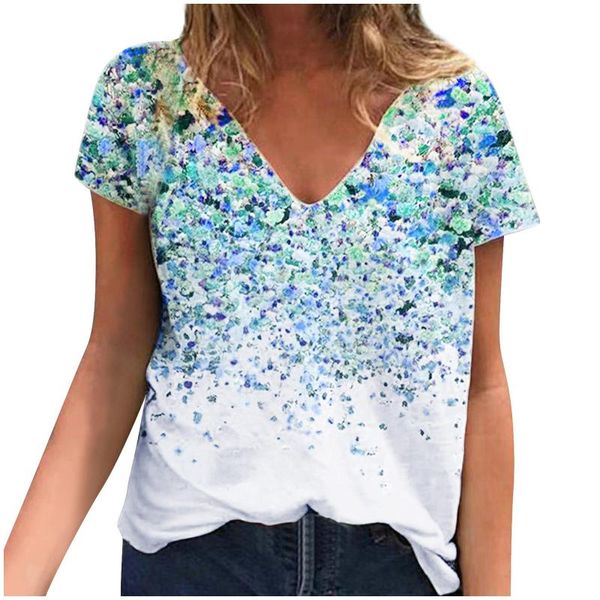 women's t-shirt fashion womens printing splicing v-neck casual short sleeve summer loose large size all-match ladies, White
women's t-shirt fashion womens printing splicing v-neck casual short sleeve summer loose large size all-match ladies, White