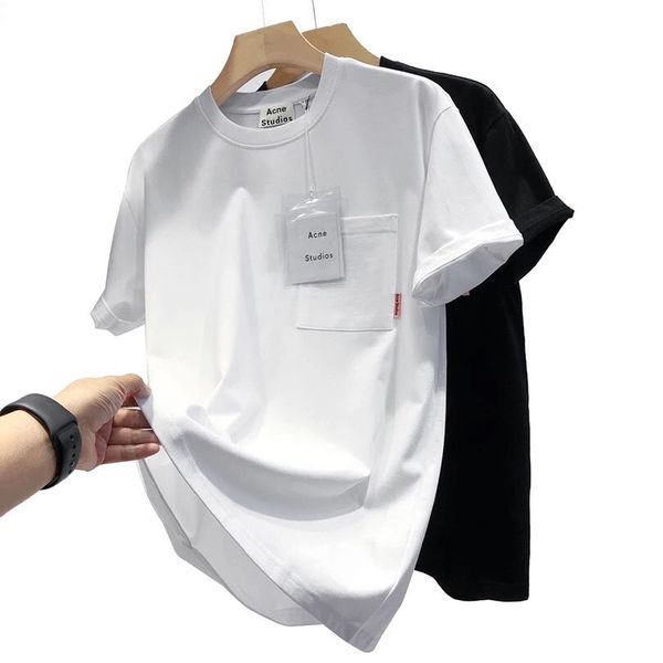 men's and women's t-shirt acne studios european and american pocket stitching short-sleeved 100% cotton round neck t-shirts, White;black
men's and women's t-shirt acne studios european and american pocket stitching short-sleeved 100% cotton round neck t-shirts, White;black