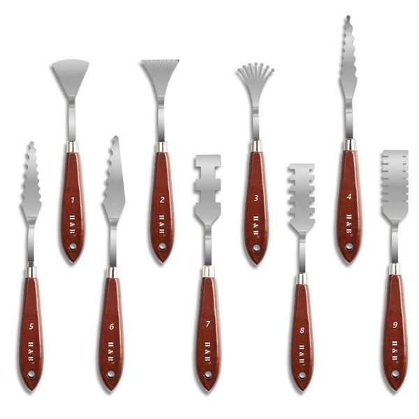 gift sets 9 pieces palette knives painting stainless steel spatula professional knife set art tools metal wood handle
gift sets 9 pieces palette knives painting stainless steel spatula professional knife set art tools metal wood handle