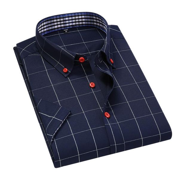 men's casual shirts 2021 arrival summer men short sleeve plaid dress male slim fit brand clothing shirt, White;black
men's casual shirts 2021 arrival summer men short sleeve plaid dress male slim fit brand clothing shirt, White;black