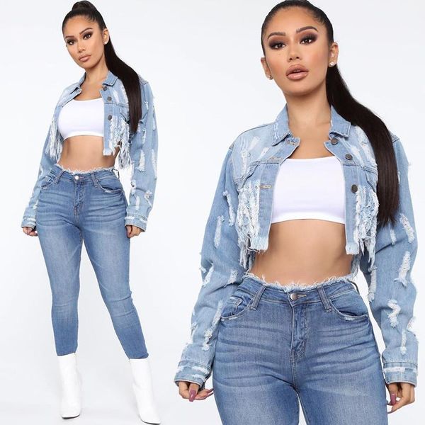 women's jackets ripped jeans coat women turn down collar novelty casual tassel denim short jacket, Black;brown
women's jackets ripped jeans coat women turn down collar novelty casual tassel denim short jacket, Black;brown