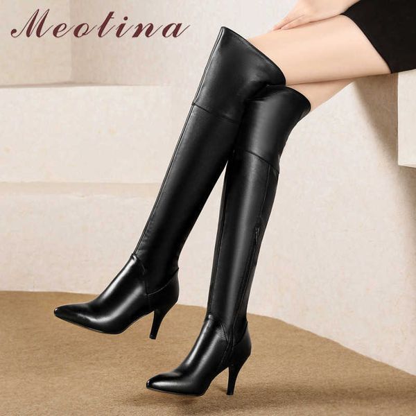 meotina genuine leather high heel over the knee boots women long boots shoes pointed toe thin heels zip lady boots winter black 210608
meotina genuine leather high heel over the knee boots women long boots shoes pointed toe thin heels zip lady boots winter black 210608