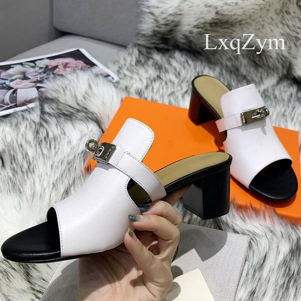 slippers fashion brand customized open toe women real leather chunky heel sandals summer party dress high heels for ladies, Black
slippers fashion brand customized open toe women real leather chunky heel sandals summer party dress high heels for ladies, Black