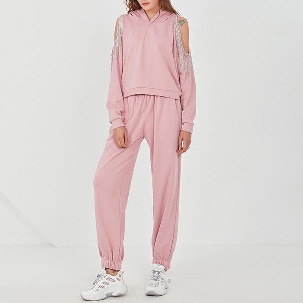 women's two piece pants superaen 2021 spring off shoulder tassel solid fashion sports casual sweater suit wear, White
women's two piece pants superaen 2021 spring off shoulder tassel solid fashion sports casual sweater suit wear, White