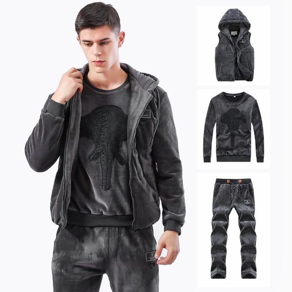 men's tracksuits elephant thick warm tracksuit men 2021 winter 3 piece hooded vests sweatpant pleuche fabric sweatshirt suit jo, Gray
men's tracksuits elephant thick warm tracksuit men 2021 winter 3 piece hooded vests sweatpant pleuche fabric sweatshirt suit jo, Gray