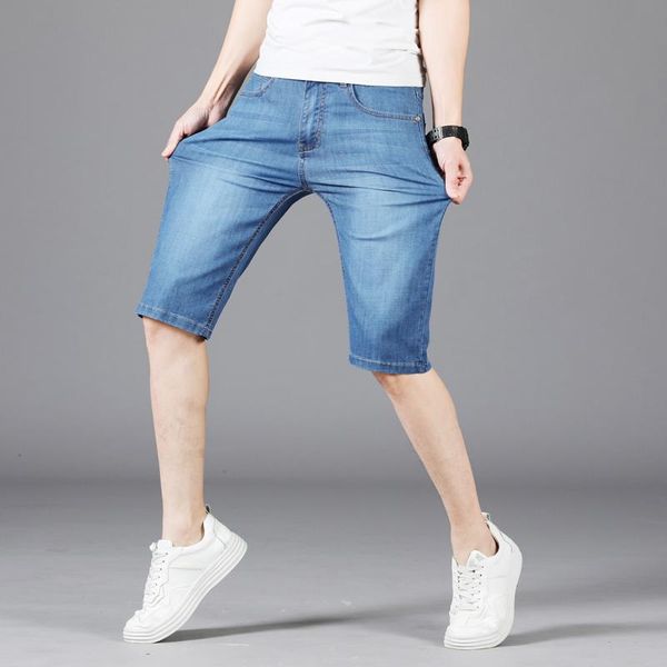 men's jeans 2021 summer middle waist straight knee-length denim shorts,thin elastic slim youth casual shorts plus size 28-40, Blue
men's jeans 2021 summer middle waist straight knee-length denim shorts,thin elastic slim youth casual shorts plus size 28-40, Blue