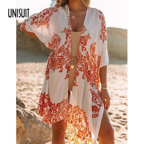 women's swimwear 2021 elegant women swimsuit boho cover up beach dress slit beachwear vintage print chiffon mid-length holiday, White;black
women's swimwear 2021 elegant women swimsuit boho cover up beach dress slit beachwear vintage print chiffon mid-length holiday, White;black