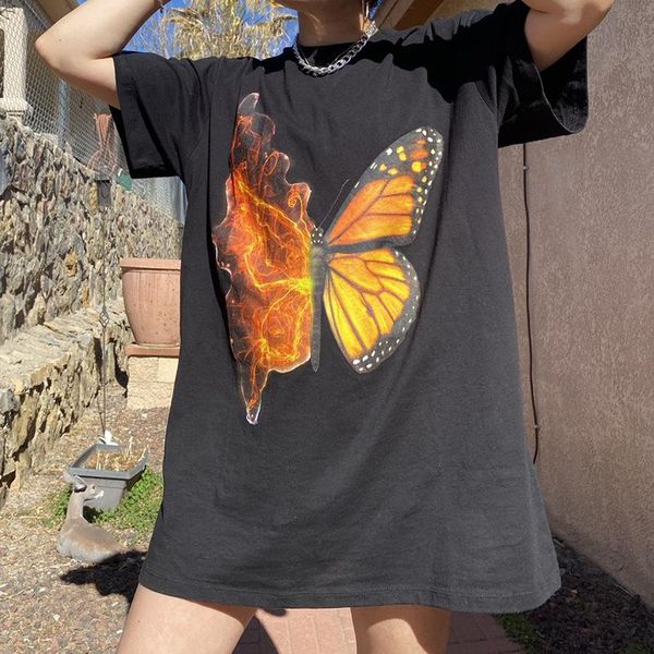 women's t-shirt 2021 butterfly graphic and printing oversized relaxed style summer grunge o-neck short sleeve black cotton t-shirts, White
women's t-shirt 2021 butterfly graphic and printing oversized relaxed style summer grunge o-neck short sleeve black cotton t-shirts, White