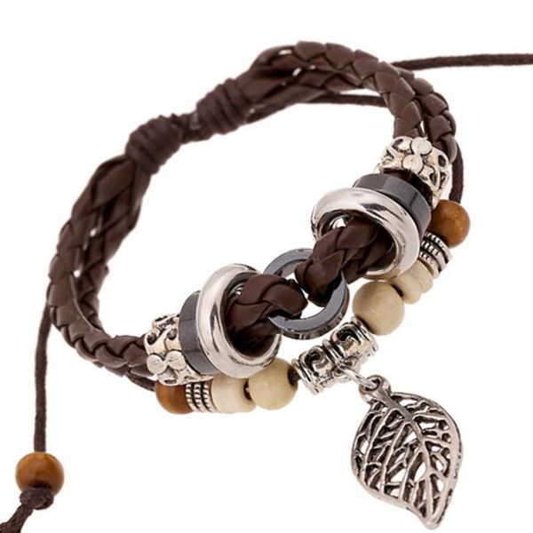 link, chain fashion vintage leaf beads bracelet multilayer braided leather black brown bangle retro charms wristbands casual jewelry
link, chain fashion vintage leaf beads bracelet multilayer braided leather black brown bangle retro charms wristbands casual jewelry