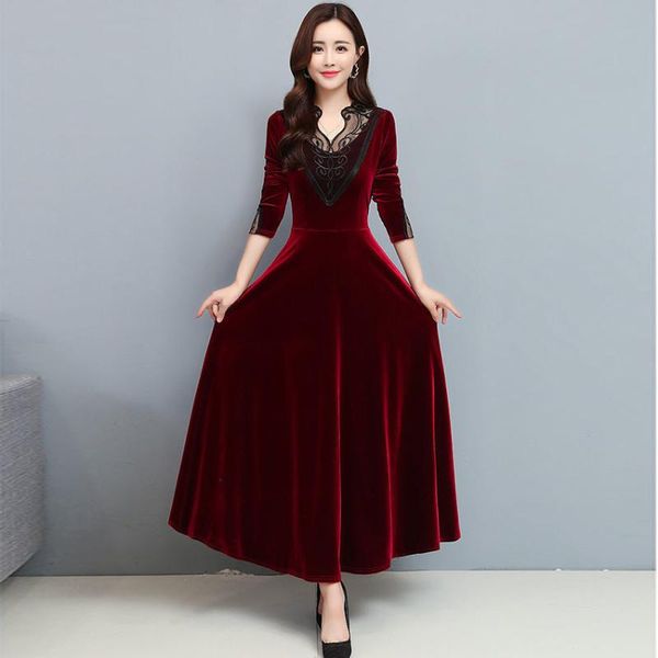 casual dresses autumn dress woman long ball gown velvet slim lace patchwork vestidos largos de verano para mujer 2021 burgundy, Black;gray
casual dresses autumn dress woman long ball gown velvet slim lace patchwork vestidos largos de verano para mujer 2021 burgundy, Black;gray