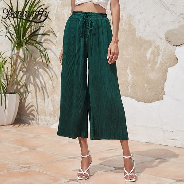 women's pants & capris benuynffy solid pleated chiffon women summer drawstring waist trousers for office casual wide leg, Black;white
women's pants & capris benuynffy solid pleated chiffon women summer drawstring waist trousers for office casual wide leg, Black;white