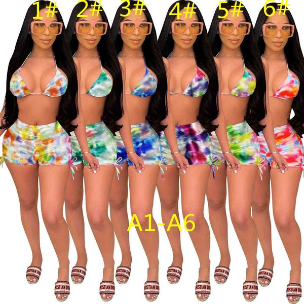 women tie dye bikini two pieces pants set sling summer drawstring shorts crop nightwear fashion ladies outfits 2021, White
women tie dye bikini two pieces pants set sling summer drawstring shorts crop nightwear fashion ladies outfits 2021, White