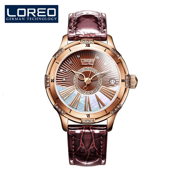loreo authentic clock ladies real leather mechanical fashion diamond trend simple temperament women automatic, Slivery;brown
loreo authentic clock ladies real leather mechanical fashion diamond trend simple temperament women automatic, Slivery;brown