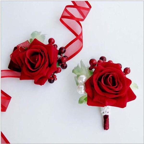 4pcs of high-grade flocking red roses flower bride and groom wedding dress corsage wrist flower wedding decorations
4pcs of high-grade flocking red roses flower bride and groom wedding dress corsage wrist flower wedding decorations