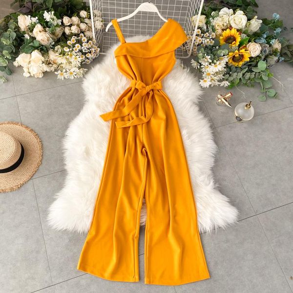women's jumpsuits & rompers 2021 summer vintage single shoulder wide leg jumpsuit women belted high waist yy279, Black;white
women's jumpsuits & rompers 2021 summer vintage single shoulder wide leg jumpsuit women belted high waist yy279, Black;white