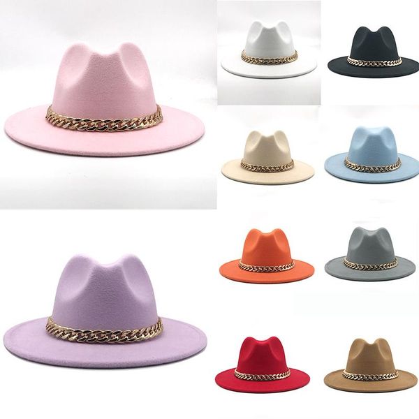 party hats european american big chain fedoras fuax woolen brim felt cap jazz men women hat
party hats european american big chain fedoras fuax woolen brim felt cap jazz men women hat
