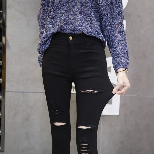 new 2021 women fashion high waisted stretchy ny broken hole pencil pants streetwear slim jeg trousers okba, Black
new 2021 women fashion high waisted stretchy ny broken hole pencil pants streetwear slim jeg trousers okba, Black
