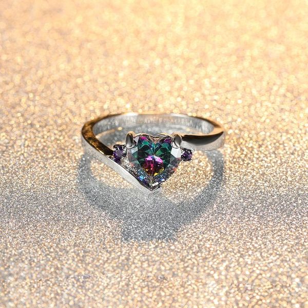wedding rings romantic rainbow heart-shaped zircon ring for women's jewelry retro fashion multicolor cz engagement commitment, Slivery;golden
wedding rings romantic rainbow heart-shaped zircon ring for women's jewelry retro fashion multicolor cz engagement commitment, Slivery;golden