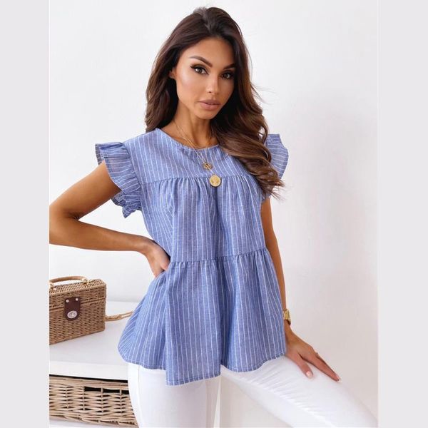 women's blouses & shirts women' s blouse summer loose ruffle stitching kawaii short-sleeved striped for women clothing blusas fem, White
women's blouses & shirts women' s blouse summer loose ruffle stitching kawaii short-sleeved striped for women clothing blusas fem, White