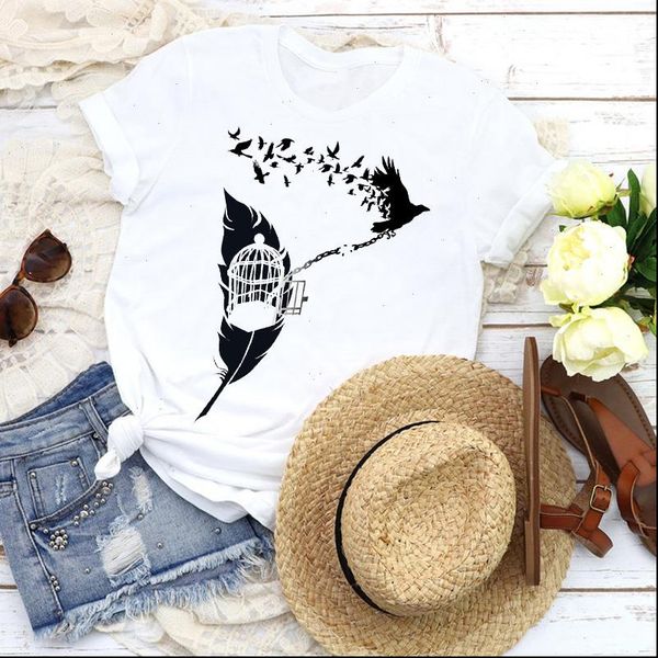 women graphic lady flying om bird fashion short sleeve 90s tees print t shirt clothing female shirt womens t shirt, White
women graphic lady flying om bird fashion short sleeve 90s tees print t shirt clothing female shirt womens t shirt, White