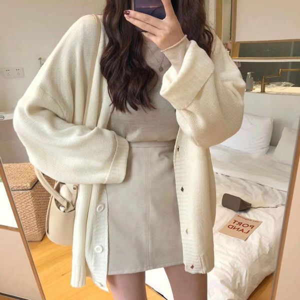 women's knits & tees cardigan women sweaters solid v-neck single breasted loose females leisure elegant trendy warm outwear knitted str, White
women's knits & tees cardigan women sweaters solid v-neck single breasted loose females leisure elegant trendy warm outwear knitted str, White