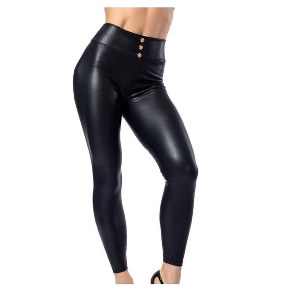 women's leggings women button slim leather wet look shiny high waist trouser pants sheath femme vintage faux casual, Black
women's leggings women button slim leather wet look shiny high waist trouser pants sheath femme vintage faux casual, Black