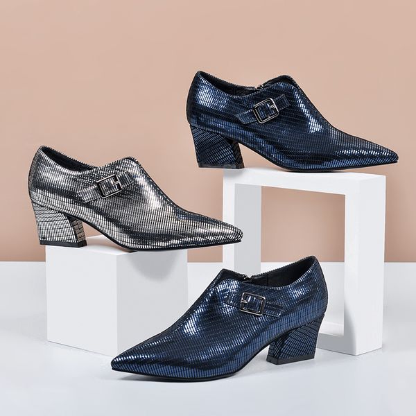 womens genuine leather thick high heel pumps pointed toe elegant ladies comfortable ol style heeled shoes metal buckle shoes, Black
womens genuine leather thick high heel pumps pointed toe elegant ladies comfortable ol style heeled shoes metal buckle shoes, Black