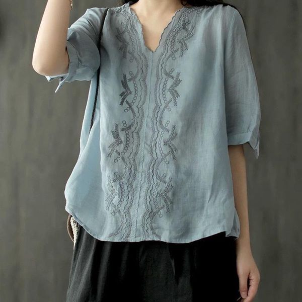 v neck summer arts style women v neck shirts cotton linen embroidery vintage ladies blouses loose short sleeve shirt plus size s683, White
v neck summer arts style women v neck shirts cotton linen embroidery vintage ladies blouses loose short sleeve shirt plus size s683, White