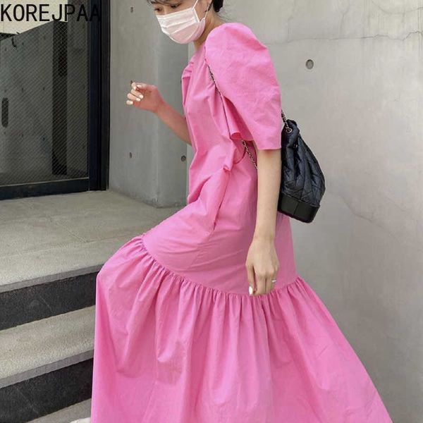 korejpaa women dress summer korean fashion temperament o neck solid color loose casual bubble sleeve hem ruffles dresses 210526, Black;gray
korejpaa women dress summer korean fashion temperament o neck solid color loose casual bubble sleeve hem ruffles dresses 210526, Black;gray