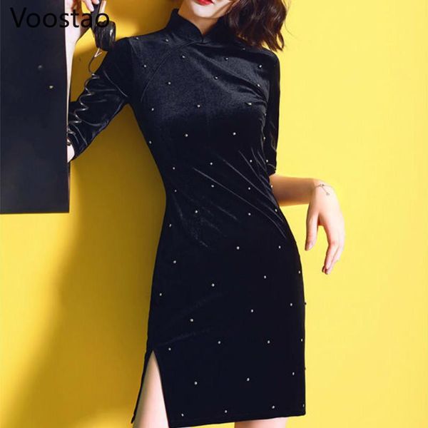 ethnic clothing chinese style dress for women elegant vintage gothic black velvet cheongsam vestidos girly half sleeve slit dresses, Red
ethnic clothing chinese style dress for women elegant vintage gothic black velvet cheongsam vestidos girly half sleeve slit dresses, Red