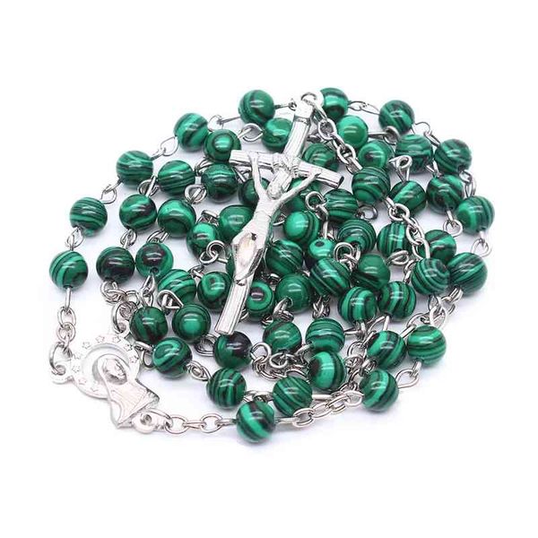 malachite natural stone catholic rosary necklace high end cross bitter statue christian religious supplies, Black
malachite natural stone catholic rosary necklace high end cross bitter statue christian religious supplies, Black