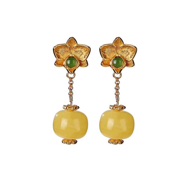 stud 925 sterling silver gold plated natural amber beeswax ear studs retro personality lotus temperament ladies eardrops earrings, Golden;silver
stud 925 sterling silver gold plated natural amber beeswax ear studs retro personality lotus temperament ladies eardrops earrings, Golden;silver