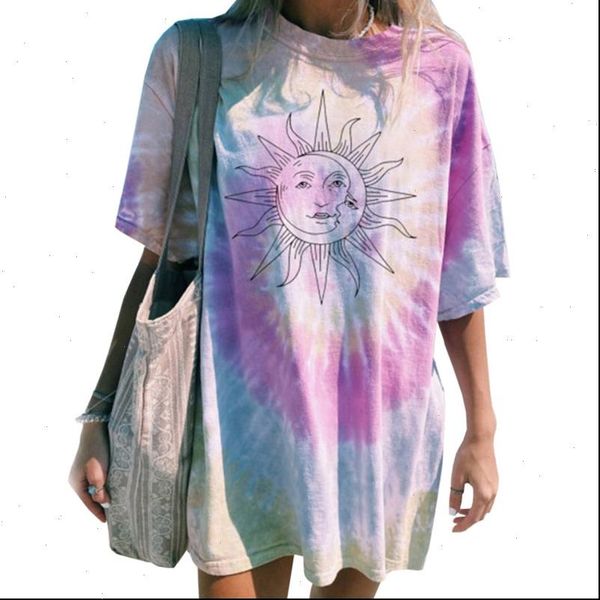 tie dye sun t shirt boho o neck printed pullover womens oversize t shirt vestido camiseta de tie dye, White
tie dye sun t shirt boho o neck printed pullover womens oversize t shirt vestido camiseta de tie dye, White